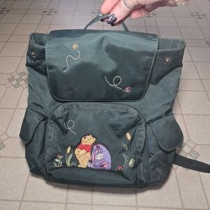 Vtg Y2k Disney Store Winnie The Pooh Ladybug Embroidered Green Backpack 90s Kids